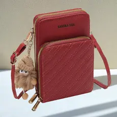 Bolsa Transversal Feminina Porta Celular  Transversal 2 Ziper com chaveiro LT650