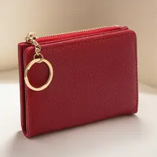 Carteira Curta Cor Sólida Vintage , Porta Moedas Bifold Portátil Cartões De Crédito Feminino ld60