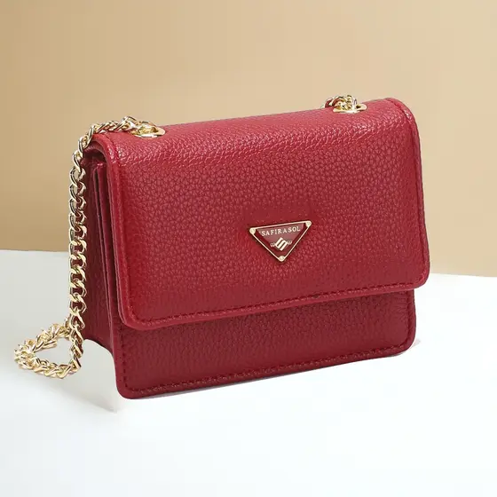 bolsa feminina quadrada transversal alça corrente com trava triangular novidade envio imediato LK001