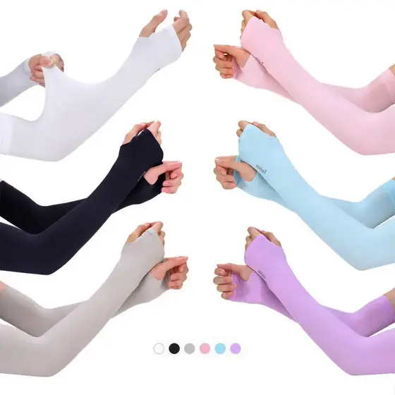 1 par unisex luvas de braço esportes ao ar livre uv gelo seda proteção solar braço cobre ciclismo correndo pesca respirável cotovelo capa