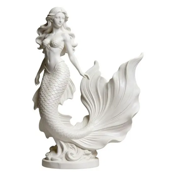 Estátua Sereia Escultura Decorativa Decoração Sereismo Miniatura Colecionável Enfeite de Luxo Quarto Sala Escritório