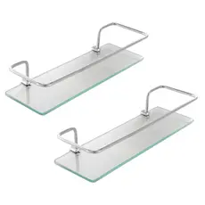 Kit 2 Porta Shampoo Reto Suporte Vidro Incolor Prateleira Organizador