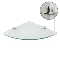 Prateleira de Vidro Canto Temperado Banheiro Suporte Porta Shampoo Lavanderia Incolor Organizador
