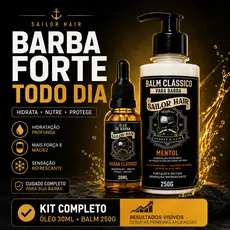 Kit Balm Para Barba 250g + Óleo de Barba 30ml Argan Clássico | Hidratação e Maciez