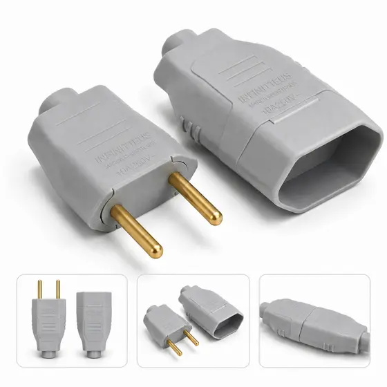 Kit 10/5/3 Plugue Macho Fêmea Branco Adaptador de Tomada 2 Pinos 10A 20A [Envio HOJE]