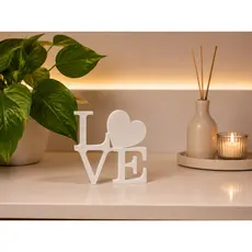 LOVE – Palavra Decorativa com Coração Moderno e Romântico 10x10cm