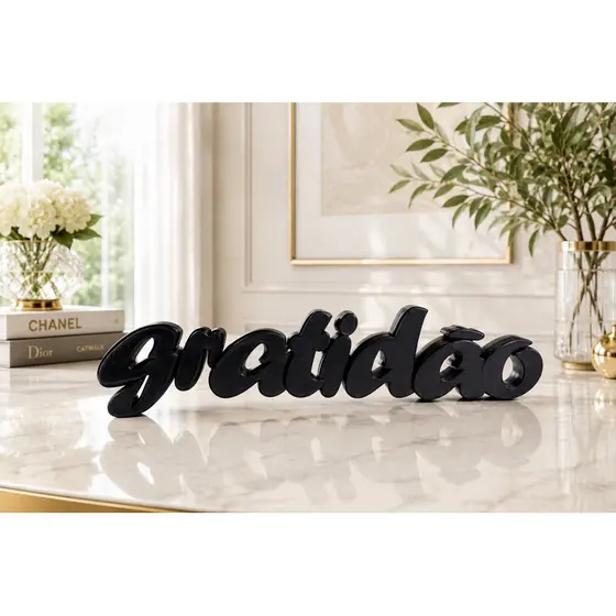 Palavra Decorativa Gratidão Elegância para Transformar Sua Casa