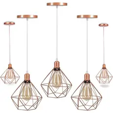 Kit 5 Pendentes Luminárias de Teto Modelo Diamante Cor Rose gold