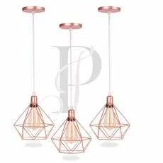 kit 3 Pendente Lustre Luminária Aramado Diamante