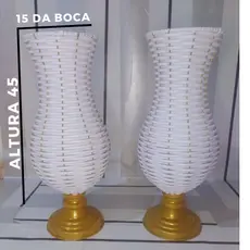 2 Vaso junco base dourada 45cm