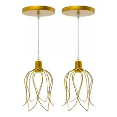 Pendentes Tulipa Luminária Teto Aramado Cabo 1 Metro Kit 2