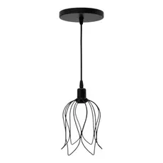 Pendente Tulipa Luminária Teto Aramado Cabo Cristal 1 Metro