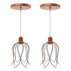 Pendentes Tulipa Luminária Teto Aramado Cabo 1 Metro Kit 2