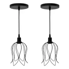 Pendentes Tulipa Luminária Teto Aramado Cabo 1 Metro Kit 2