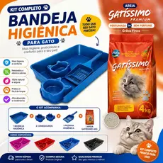 caixa de areia para gato | bandeja para gato + areia higiênica 4kg Gatíssimo | Kit bandeja completo