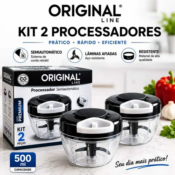 kit  2 Processadores de alimentos Manual 500ml triturador de alimentos,alho cebola marca original
