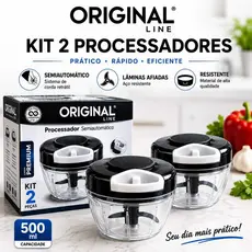 kit 2 Processadores de alimentos Manual 500ml triturador de alimentos,alho cebola marca original