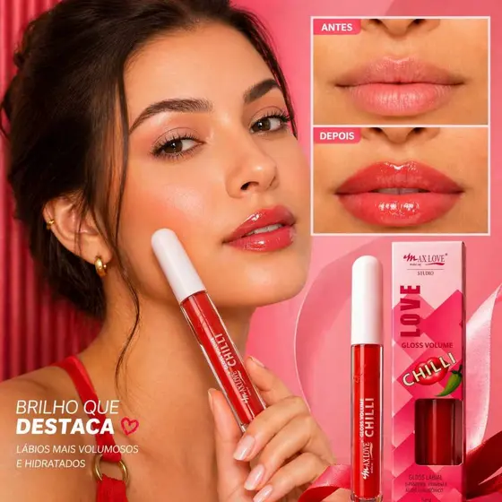 Gloss labial volume chilli Max love efeito Pimenta  Gloss  de Pimenta Gloss que Aumenta a boca
