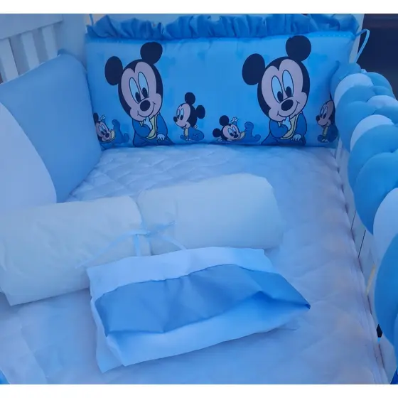 Kit Berço 10 Peças Sublimado Mickey Azul