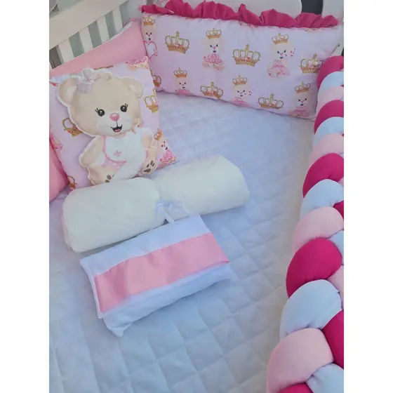 Kit Berço 10 Peças Sublimado Ursa Pérola Pink