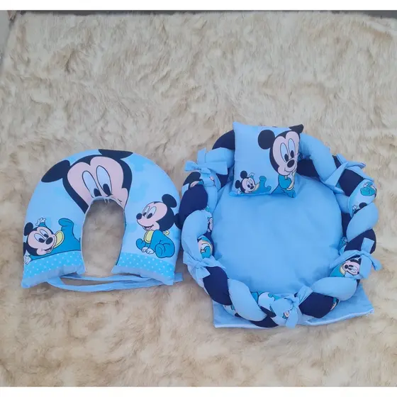 Kit Ninho + Almofada de Amamentar Mickey Azul