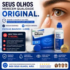 Lente Contato  Soflens 59 Bausch Lomb Mensal+Estojo Miopia-Hipermetropia-Incolor Com Grau ORIGINAL