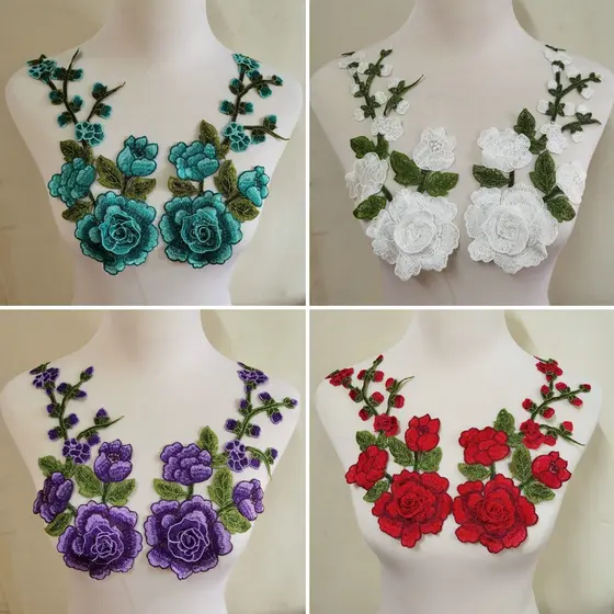 2Pcs/Set 3D Patch De Applique De Bordado De Flores