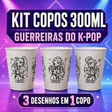 Kit 10 a 50 Copos 300ml - Guerreiras do KPop - Huntrix Aniversário Festa Temática Lembrancinha Brinde ⚔️