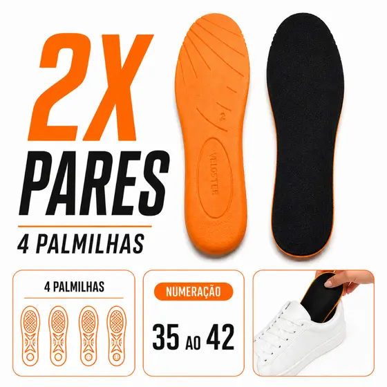 Palmilhas Kit 2 Pares - SLIM Gel PU Ortopédica Macia Anti Impacto Tênis Sapatilha Tam 33 Ao 46