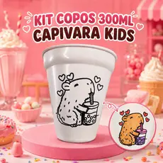Kit de 10 a 50 Copos para Colorir CAPIVARA Fofa – 300ml, Festa Infantil e Lembrancinhas, Aniversário Kids🧋