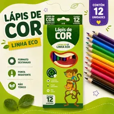Lápis de Cor Leo&Leo Linha Eco 12 Cores Kit 4 8 12 16 Caixas Atacado Escolar Infantil Não Tóxico