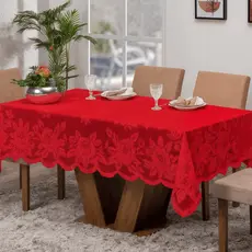 Toalha De Renda Para Mesa Retangular 2.30x1.50m De Luxo Florida Estampada