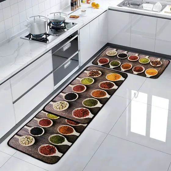 Jogo Passadeira E Tapetes De Cozinha 3 Peças Kitchen Mat Antiderrapante