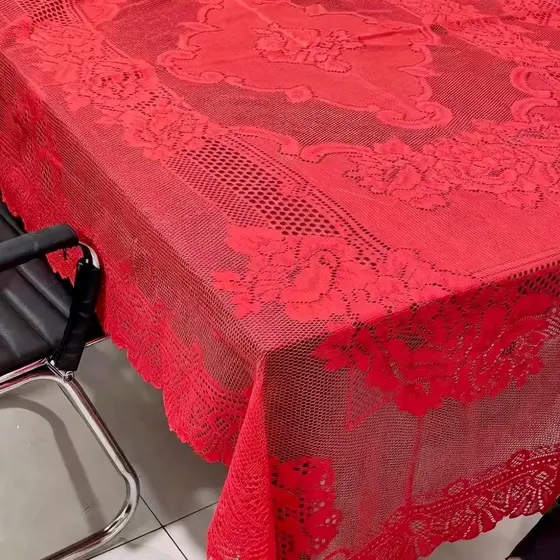 Toalha de Mesa Luxo em Renda Estampada para 4 ou 6 Cadeiras Elegante Decorativa