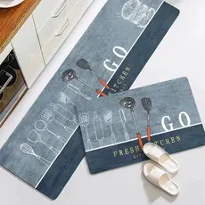 Kit Tapete Jogo Passadeira Belga Cozinha Antiderrapante Emborrachada 2 Peças