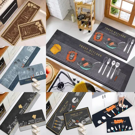 Kit Tapete Jogo Passadeira Belga Antiderrapante 02 Pçs Para Cozinha