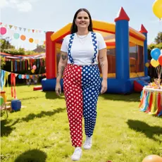 Roupa De Palhaço Adulto Com Suspensório Fantasia Palhaço Palhaça Infantil Adulto Envio Imediato