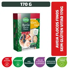 Aveia Flocos Finos Sem Glúten Vitao 170 g