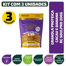 Kit Granola Proteica Cacau E Banana RC Soulpro 200G - 3 Unidades