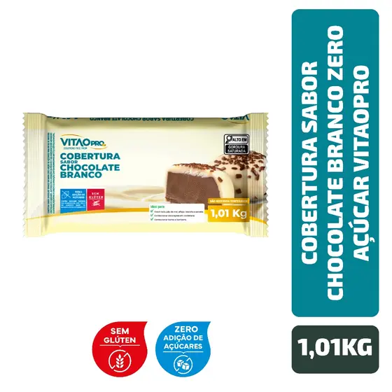 Cobertura Sabor Chocolate Branco Zero Açúcar VitaoPRO 1,01 Kg