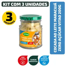 Kit Cocada Ao Leite Maracujá Zero Açúcar Vitao 200G - 3 Unidades