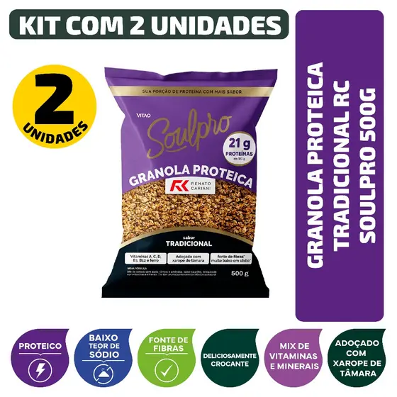 Combo Granola Proteica Tradicional RC Soulpro 500G - 2 Unidades