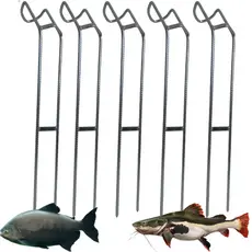 Kit 5 Suportes Para Vara Pesca Barranco Pesqueiro Ferro Reforçado 4,5MM 26Cm