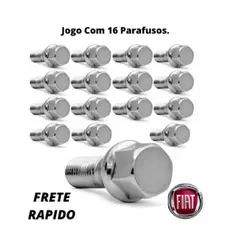 Jogo de parafusos cromados roda linha FIAT Uno Palio Siena Tipo Strada Tempra Palio Weekend Punto (16 peças) !!!!