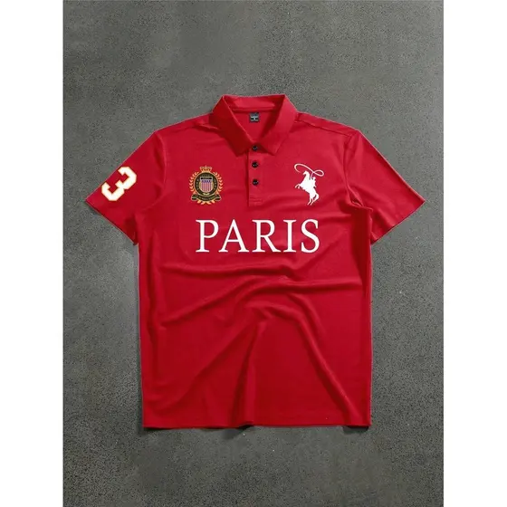 Camisa Polo Paris de Manga Curta Masculina, Casual