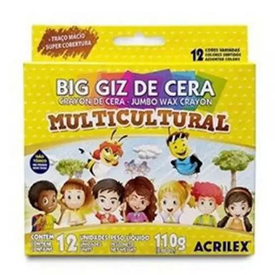 BIG GIZ DE CERA MULTI 12 CORES SEM COR    ACRILEX   91220000