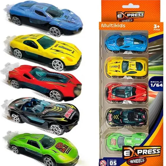 CARROS KIT COLECIONÁVEL 1/64 EXPRESS WHEELS DIE CAST BR2000   MULTIKIDS   PACK 5 UNID