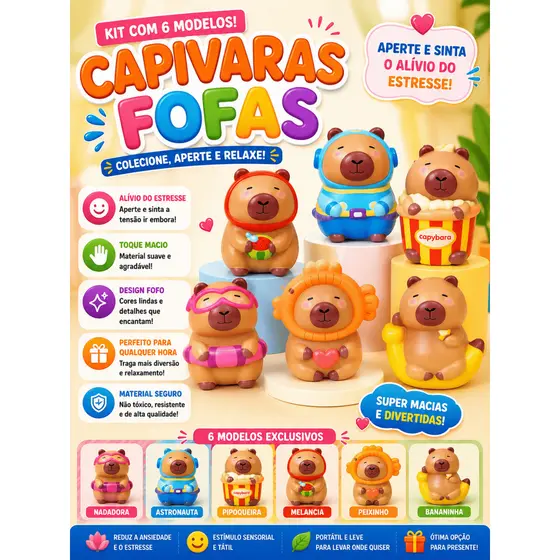 Capivara Skishy Fofa Anti Estresse TPR