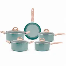 Jogo De Panelas 5pçs Brinox Ceramic Life Botanika Antiaderente Com Fundo Triplo Indução Verde