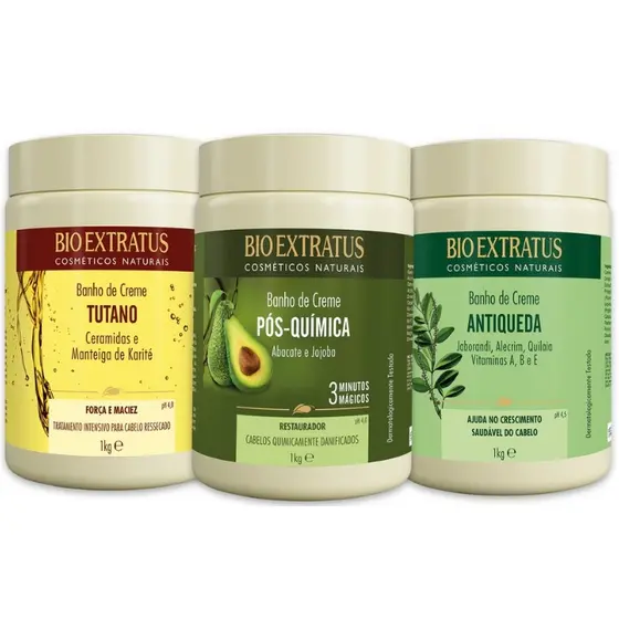 KIT CRONOGRAMA CAPILAR 3 MASCARAS 1KG - TUTANO - POS QUIMICA - JABORANDI BIO EXTRATUS
